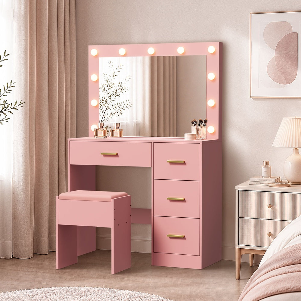 Dressing Table Set Pink Storage 90x36x136.5cm