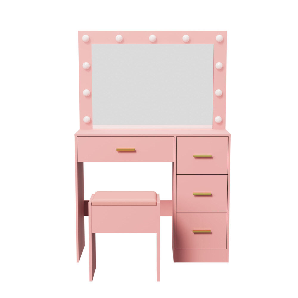 Dressing Table Set Pink Storage 90x36x136.5cm