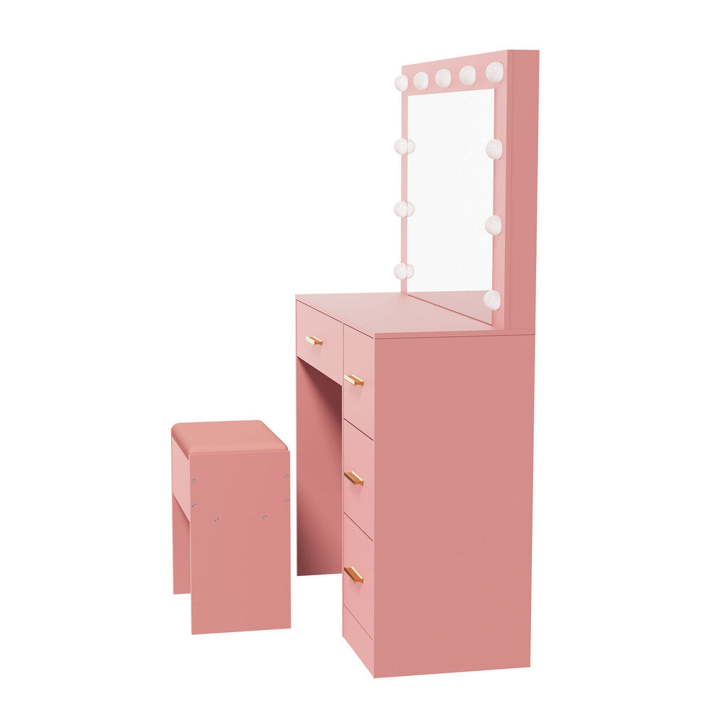 Dressing Table Set Pink Storage 90x36x136.5cm