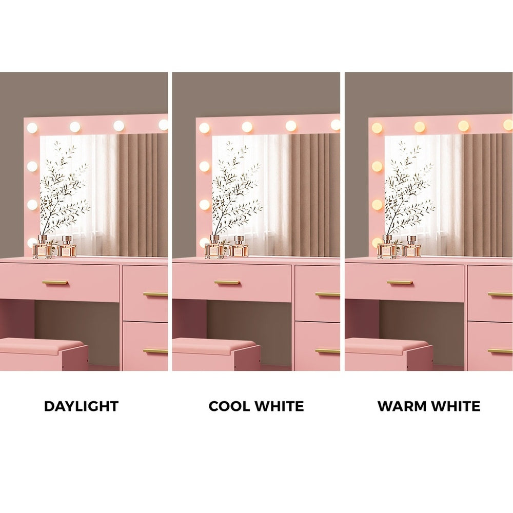 Dressing Table Set Pink Storage 90x36x136.5cm