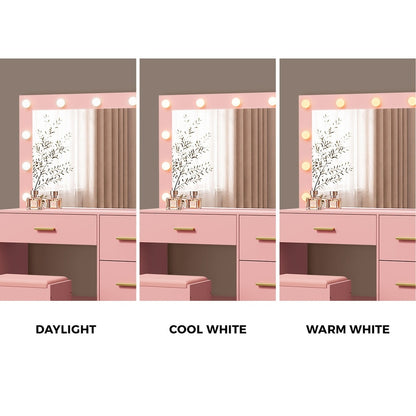 Dressing Table Set Pink Storage 90x36x136.5cm