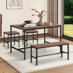 Industrial Dining Table 4 Seaters with Kitchen Bench Chairs Natural