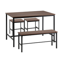 Industrial Dining Table 4 Seaters with Kitchen Bench Chairs Natural