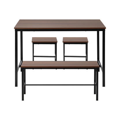 Industrial Dining Table 4 Seaters with Kitchen Bench Chairs Natural