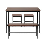 Industrial Dining Table 4 Seaters with Kitchen Bench Chairs Natural