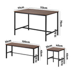 Industrial Dining Table 4 Seaters with Kitchen Bench Chairs Natural