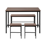 Industrial Dining Table 4 Seaters with Kitchen Bench Chairs Natural