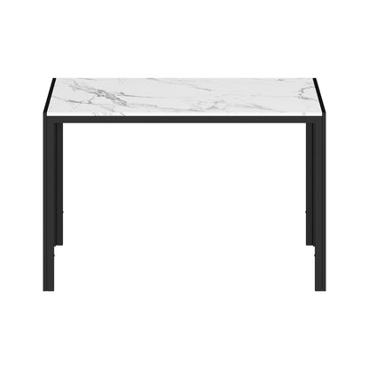 120cm Rectangular Dining Table with Metal Leg White&Black