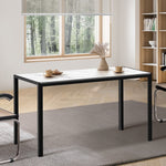 A Durable Rectangular Dining Table with Metal Leg