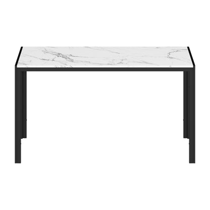 140cm Rectangular Dining Table with Metal Leg White&Black