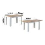 160cm Extendable Dining Table Kitchen Restaurant Cafe Table WoodenWhite