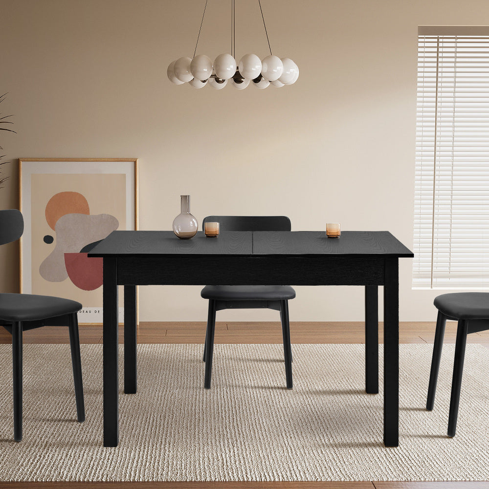 Extendable Dining Table 1.2-1.6m Wooden Kitchen Table Black