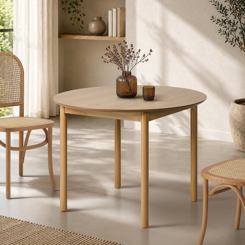 Wooden Dining Table 100cm Round Table 4 Seater Black
