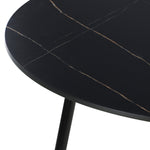 110cm Dining Table With Marble Effect Round Wooden Black