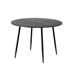 110cm Dining Table With Marble Effect Round Wooden Black