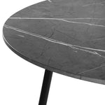 110cm Dining Table With Marble Effect Round Wooden Black