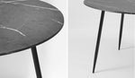 110cm Dining Table With Marble Effect Round Wooden Black