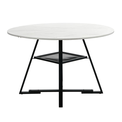 Round Dining Table 120cm Marble Effect Wooden Kitchen Furniture Home Dining