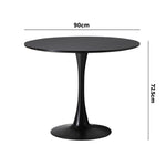 90cm Dining Table Tulip Shape Base Black