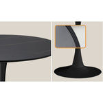 90cm Dining Table Tulip Shape Base Black