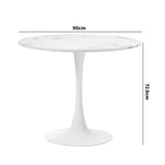 90cm Dining Table Kitchen Marble Tulip Round Metal Leg