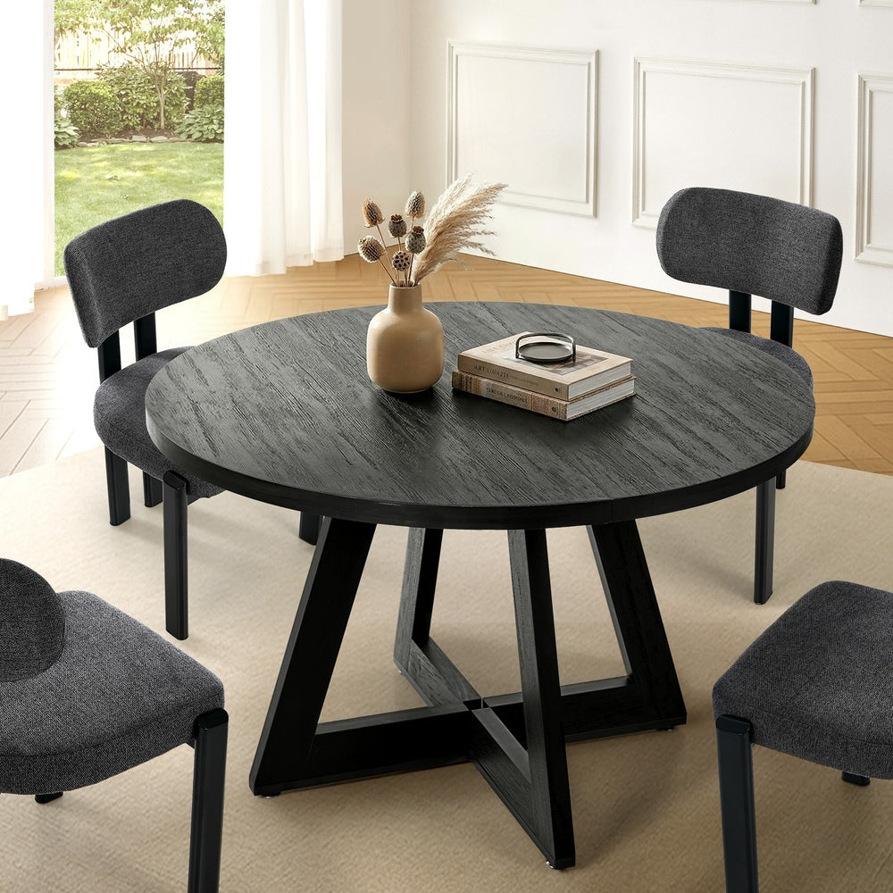 Round Dining Table 120cm Wooden Black | HomeAndLiving