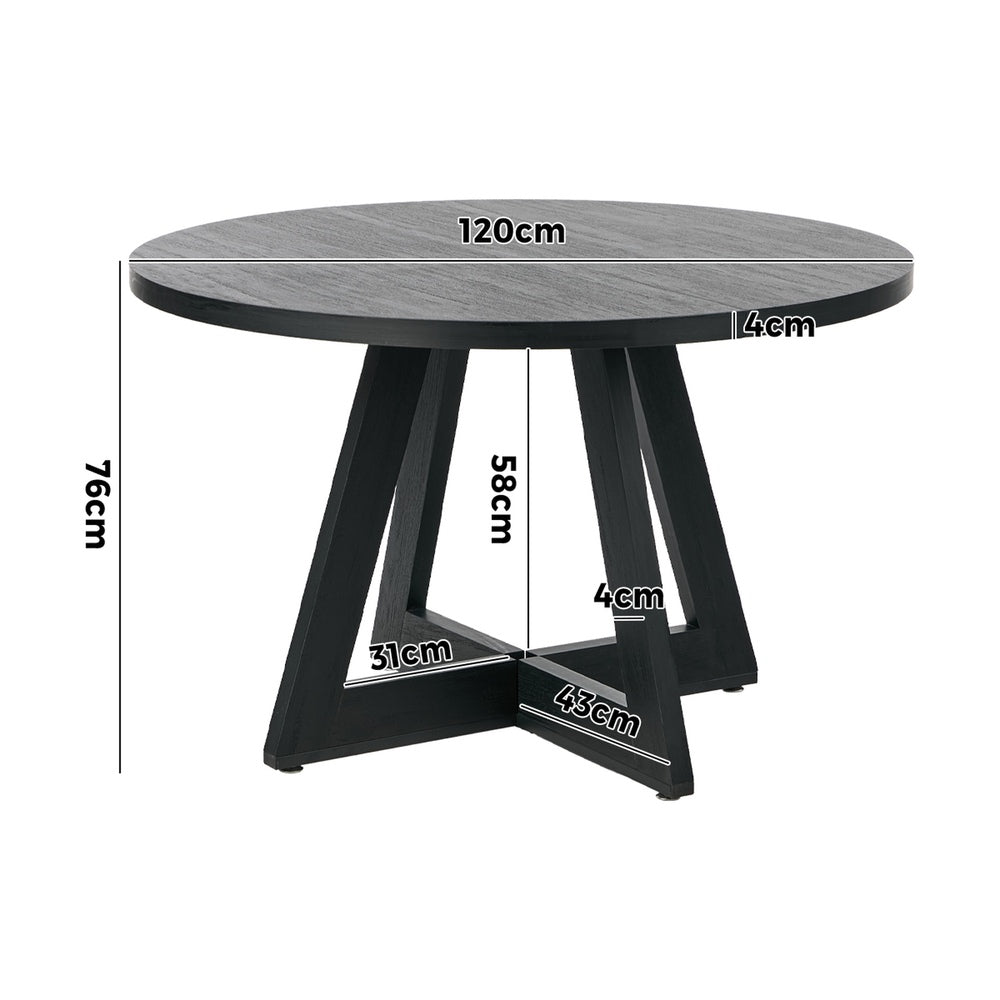 Round Dining Table 120cm Wooden Black | HomeAndLiving