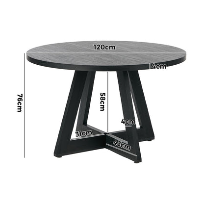 Round Dining Table 120cm Wooden Black | HomeAndLiving