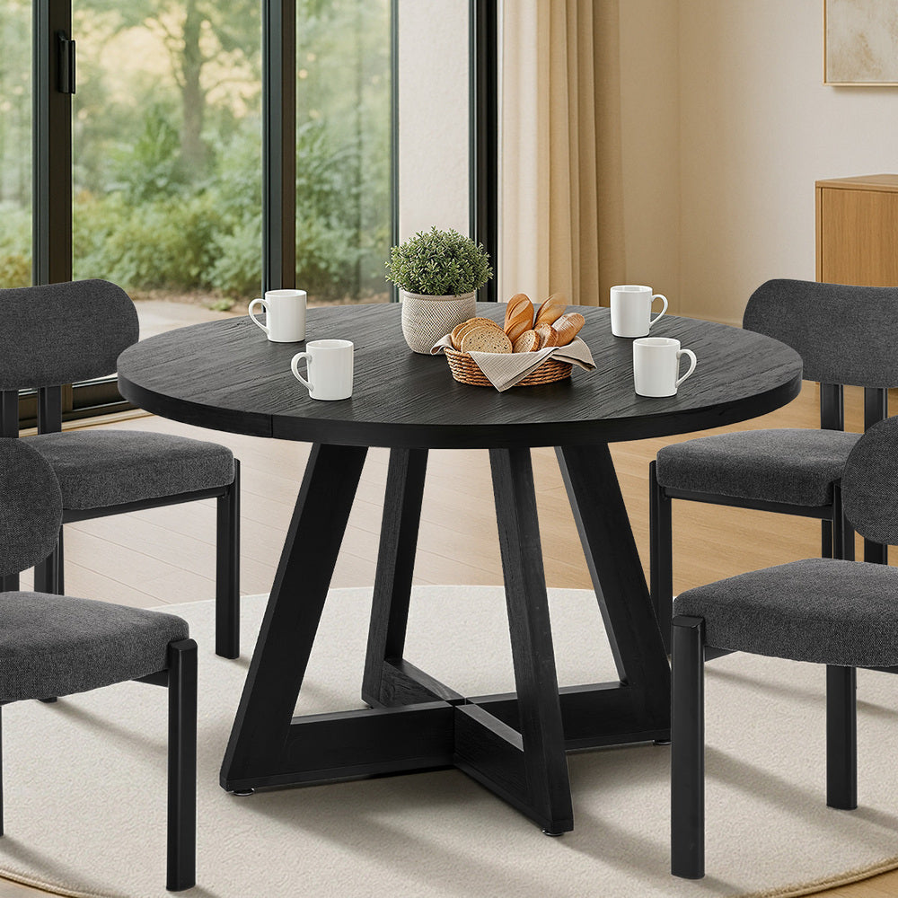 Round Dining Table 120cm Wooden Black | HomeAndLiving