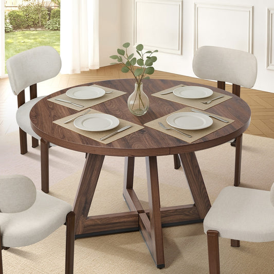 Round Dining Table Walnut Finish