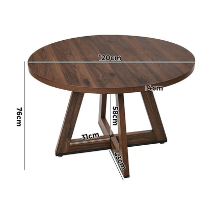 Round Dining Table Walnut Finish