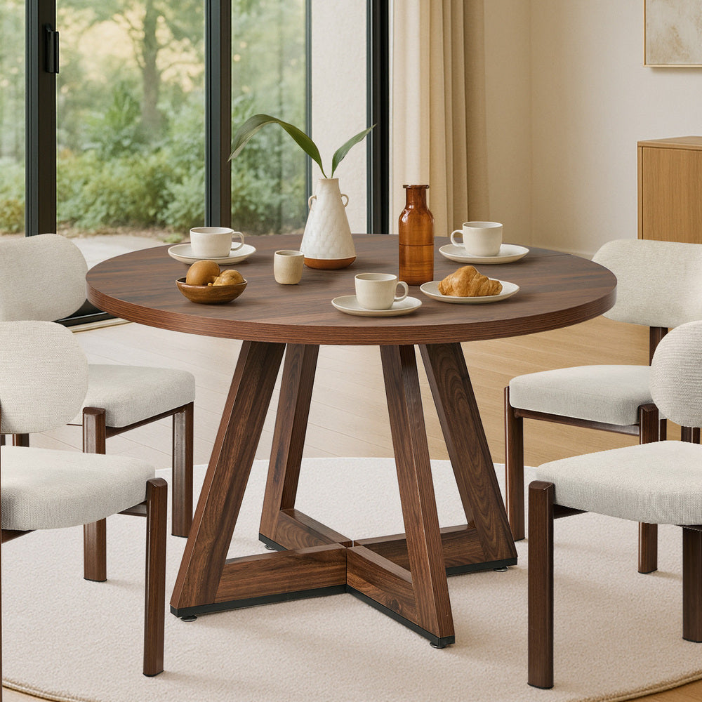 Round Dining Table Walnut Finish