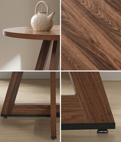 Round Dining Table Walnut Finish