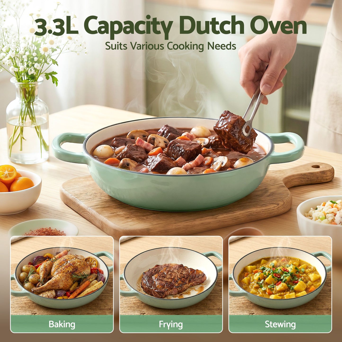 Cast Iron Dutch Oven 3.3L Sourdough Bread Pot | Home & Living