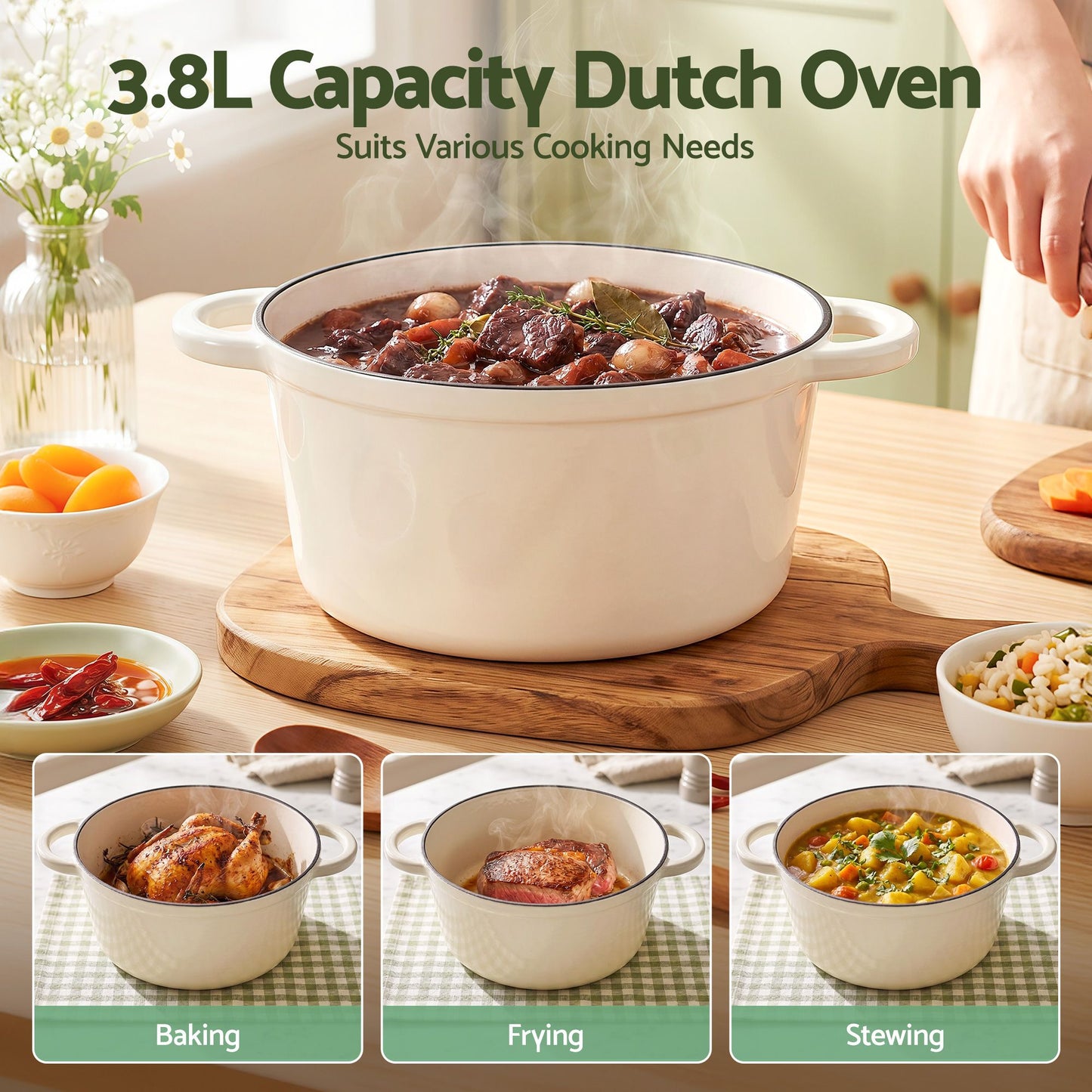 Cast Iron Dutch Oven 3.8L Enameled Sourdough Pot | Home & Living