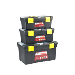 3-Piece Tool Box Set with Removable Organiser Trays Storage Kit