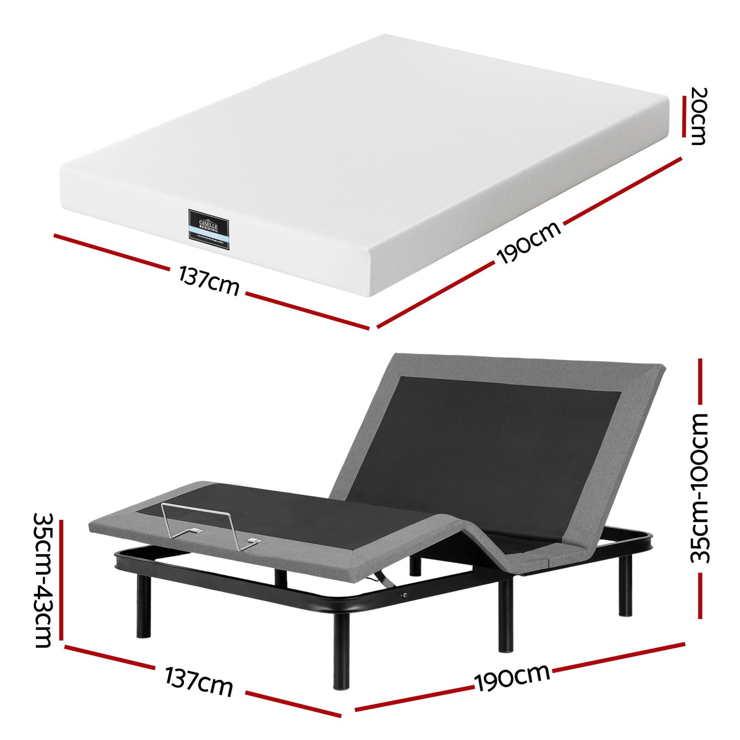 Double Adjustable Bed Frame Mattress Combo | HomeAndLiving - 3