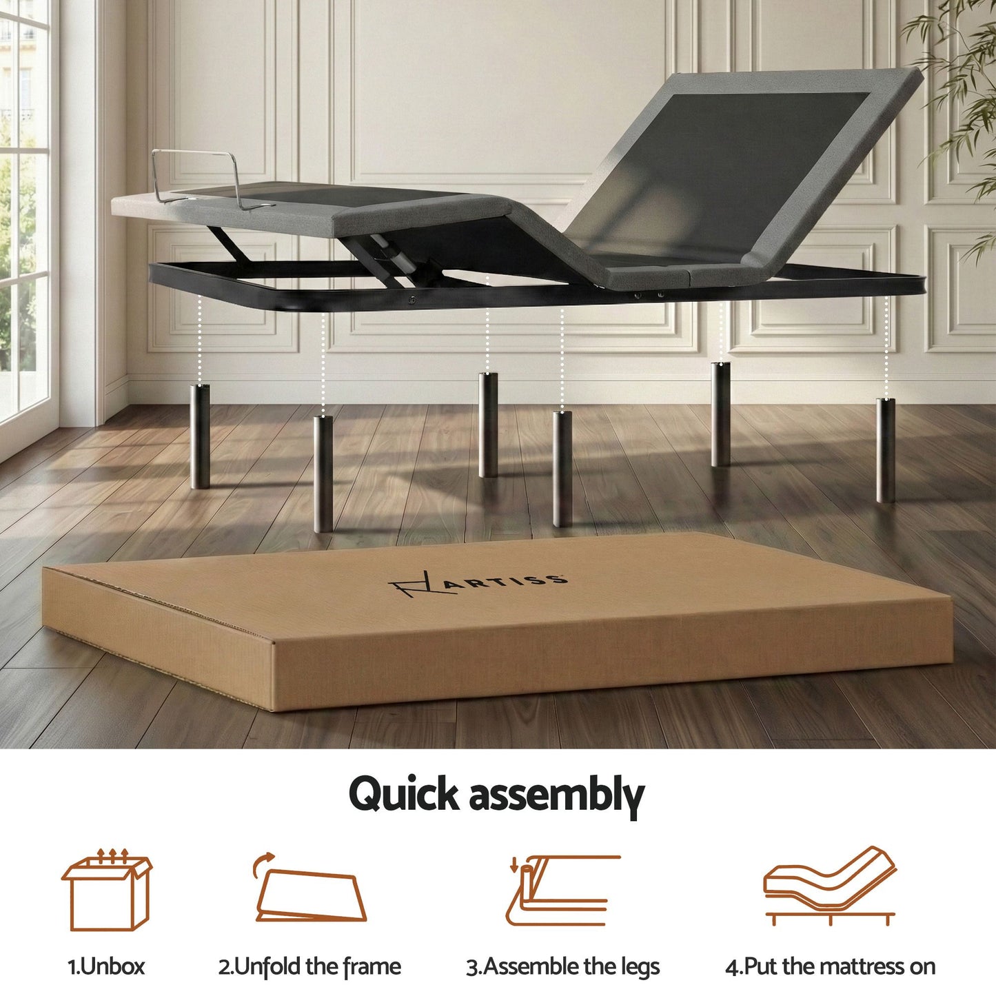 Double Adjustable Bed Frame Mattress Combo | HomeAndLiving - 9