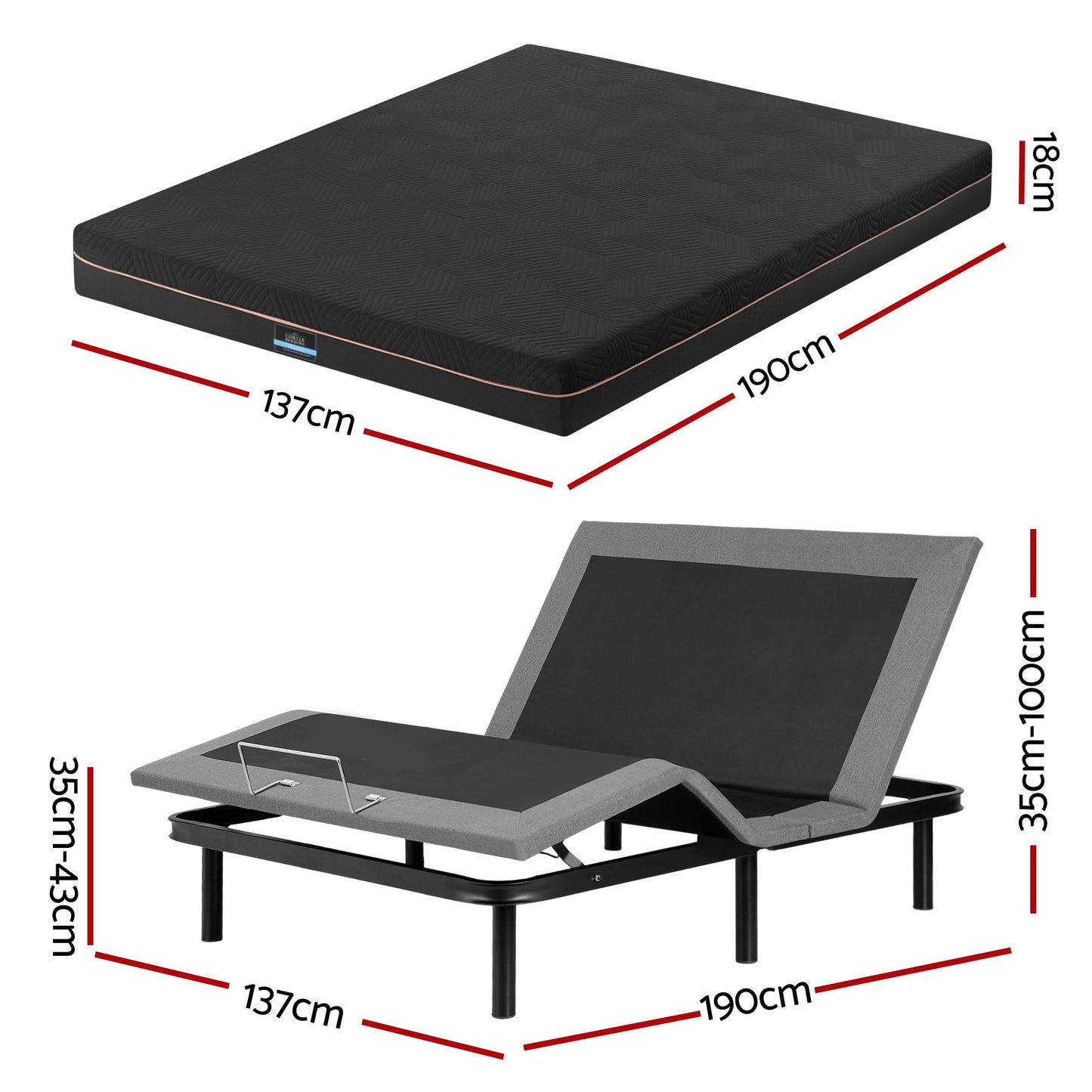 Adjustable Bed Frame Double Mattress Combo | HomeAndLiving - 3