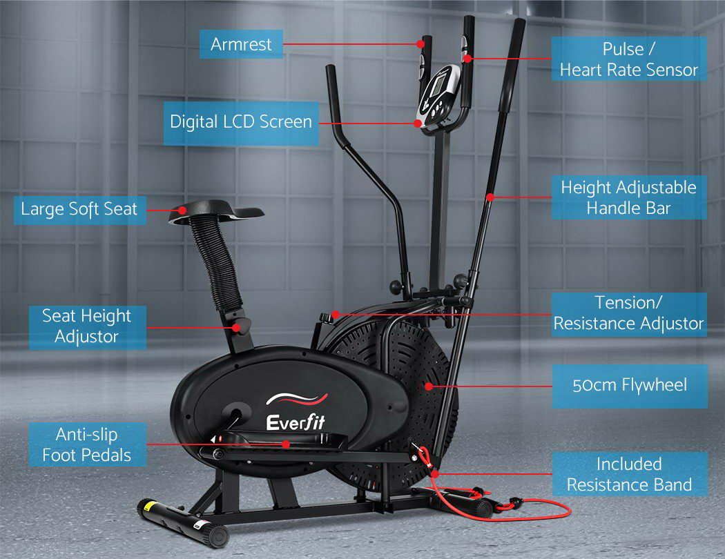 Exercise Bike 5 In 1 Elliptical Cross Trainer Home Gym Indoor Cardio