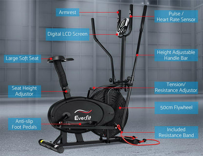 Exercise Bike 5 In 1 Elliptical Cross Trainer Home Gym Indoor Cardio