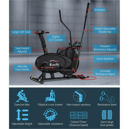 Exercise Bike 4 In 1 Elliptical Cross Trainer Home Gym Indoor Cardio