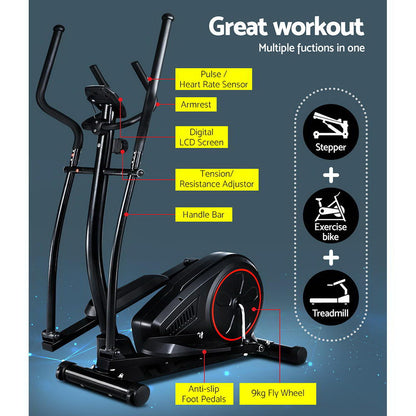 Exercise Bike Elliptical Cross Trainer Home Gym Fitness Machine Lcd