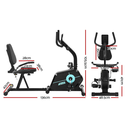 Exercise Bike Magnetic Recumbent Indoor Cycling Home Gym Cardio 120Kg