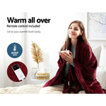Electric Throw Rug Heated Blanket Fleece Red