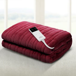 Electric Throw Rug Heated Blanket Fleece Red