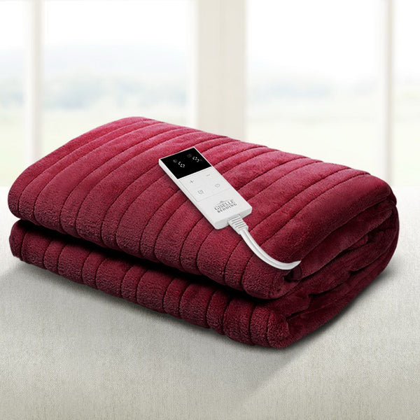  Electric Throw Rug Heated Blanket Fleece Red