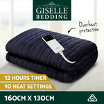 Giselle Bedding Heated Electric Throw Rug Fleece Sunggle Blanket Washable Charcoal