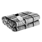 Electric Throw Rug Flannel Snuggle Blanket Washable Heated Grey & White