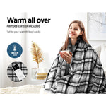 Electric Throw Rug Flannel Snuggle Blanket Washable Heated Grey & White